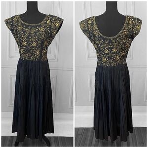 Vintage black gold dress